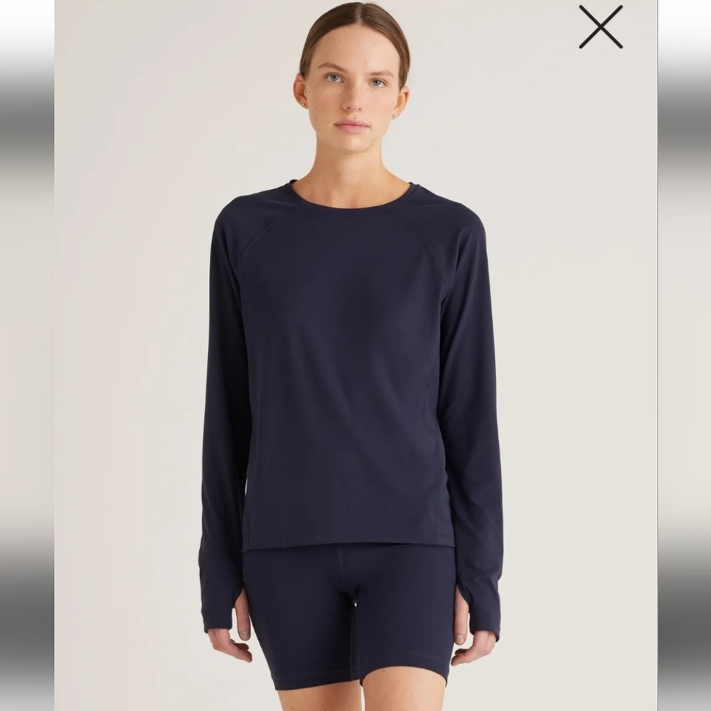 Quince Ultra-Form Long Sleeve Top in Deep Navy Small size